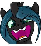  2014 alpha_channel angry changeling crown equine female friendship_is_magic fur green_eyes green_hair hair hi_res horn looking_at_viewer mammal my_little_pony open_mouth queen_chrysalis_(mlp) simple_background solo spier17 transparent_background 