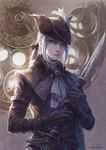  bloodborne gloves hat highres jlien- lady_maria_of_the_astral_clocktower ponytail rakuyo_(bloodborne) solo the_old_hunters tricorne weapon white_eyes white_hair 