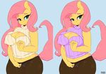 anthro big_breasts breasts cleavage clothed clothing equine female fluttershy_(mlp) friendship_is_magic mammal my_little_pony pegasus pijinpyon solo wings 
