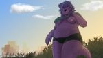  areola breasts city clothed clothing cloud cute female flashing fur grass hair hi_res lihnn looking_at_viewer mammal menebunny mustelid navel nipples open_mouth otter overweight partially_clothed purple_eyes purple_fur purple_hair shirt shirt_lift shorts slightly_chubby smile solo teasing underwear 