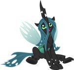  2013 absurd_res alpha_channel changeling equine female feral friendship_is_magic fur green_eyes green_hair hair hi_res horn mammal my_little_pony open_mouth queen_chrysalis_(mlp) simple_background smile solo spier17 transparent_background wings 