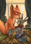  anthro bed canine clothed clothing curtains disney female fox interspecies judy_hopps kit-ray-live lagomorph male male/female mammal nick_wilde nude predator/prey_relations rabbit sick size_difference sweat water zootopia 