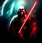  aura backlighting cape dark darksider_(star_wars) darth_vader energy_sword highres light lights lightsaber male_focus reflection solo star_wars sword weapon yoshioka_yoshiko 