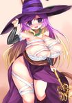  :d amii areola_slip areolae bad_id bad_pixiv_id bandages bare_shoulders blush breasts cosplay curvy detached_sleeves dragon's_crown dress eyebrows gradient gradient_background gradient_hair hat hijiri_byakuren huge_breasts jewelry long_hair multicolored_hair necklace open_mouth purple_eyes revision side_slit smile solo sorceress_(dragon's_crown) sorceress_(dragon's_crown)_(cosplay) staff strapless strapless_dress teeth thick_eyebrows thick_thighs thighs touhou witch_hat yellow_background 