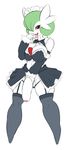  2016 anthro armwear big_breasts bow_tie breasts clothed clothing dickgirl gardevoir garter_straps green_hair hair humanoid intersex legwear looking_at_viewer maid maid_uniform mammal nintendo open_mouth penis pok&eacute;mon red_eyes saliva simple_background smile solo stockings teeth tongue tongue_out twisted-brit uniform video_games white_background 