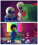  ambiguous_gender blush bone brothers brown_hair comic english_text hair human male mammal papyrus_(undertale) protagonist_(undertale) sans_(undertale) sibling skeleton text undertale video_games 