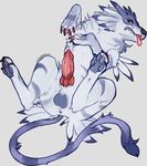 anus balls canine digimon erection feral knot lacrimale lying male mammal on_back pawpads presenting sheath signature solo tongue tongue_out 