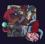  anal anthro blush cum cum_inside double_penetration female internal lazybutts lucario male male/female mmf nintendo open_mouth penetration pok&eacute;mon vaginal video_games vulpix zoroark 