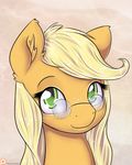  2015 alasou applejack_(mlp) blonde_hair cute earth_pony equine eyelashes eyewear female freckles friendship_is_magic fur glasses green_eyes hair horse long_hair looking_at_viewer mammal my_little_pony orange_fur patreon pony portrait smile solo 