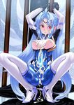  android arms_up blue_hair breasts bukkake cum cum_in_pussy cum_on_body cum_on_breasts cum_on_upper_body earrings facial gloves high_heels highres inverted_nipples jewelry kos-mos large_breasts looking_at_viewer musen-shiki_sanhankikan navel nipples parts_exposed pussy red_eyes solo squatting transparent twintails xenosaga xenosaga_episode_ii 