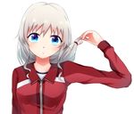  blue_eyes charlotte_(anime) furirepu jacket long_hair silver_hair solo tomori_nao track_jacket 