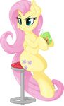  2016 alpha_channel beverage blue_eyes chair cutie_mark equine female feral fluttershy_(mlp) food friendship_is_magic frown fur hair hi_res mammal my_little_pony pegasus pink_hair simple_background spier17 transparent_background wings yellow_fur 
