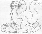  anthro barefoot buckteeth cub cute_fangs digitigrade duo eye_contact female female_on_top greyscale hairband jake_cottontail katie_kirster lagomorph lying male male/female mammal mizzyam monochrome mustelid nervous no_visible_genitalia nude on_back on_top one_eye_closed open_mouth otter pencil_(artwork) pinup pose rabbit side_view teeth traditional_media_(artwork) young 