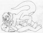  all_fours anthro balls barefoot blush buckteeth cub cute_fangs digitigrade duo embarrassed erection female female_on_top greyscale jake_cottontail katie_kirster lagomorph looking_back lying male male/female mammal mizzyam monochrome mustelid nude on_back on_top one_leg_up open_mouth otter pencil_(artwork) penis precum_string rabbit raised_tail sheath side_view smile tapering_penis teeth traditional_media_(artwork) young 