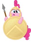  2013 absurd_res alpha_channel blue_eyes equine female feral friendship_is_magic fur hair helmet hi_res horse mammal melee_weapon my_little_pony pink_fur pink_hair pinkie_pie_(mlp) polearm pony shield simple_background spear spier17 transparent_background weapon 