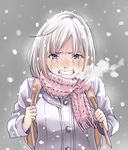  angry backpack bag blue_eyes blush breath clenched_hand clenched_teeth coat crying crying_with_eyes_open looking_at_viewer original sakayama_shinta scarf short_hair silver_hair snot snow solo tears teeth 