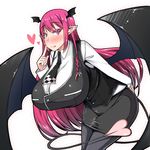  bad_id bad_pixiv_id breasts demon_girl demon_tail demon_wings huge_breasts kirise_mitsuru koakuma licking_lips long_hair pantyhose pointy_ears solo succubus tail tongue tongue_out touhou wings 