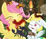  2016 angel_(mlp) arachnid arthropod centeped duo equine female fluttershy_(mlp) friendship_is_magic insect mammal my_little_pony pegasus ponification red_eyes scared scorpion spider sweat tarantula wasp wings 