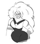  alien brokenlynx21 female gem_(species) jasper_(steven_universe) looking_at_viewer monochrome solo steven_universe thick_thighs wide_hips 