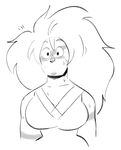  alien blush brokenlynx21 female gem_(species) jasper_(steven_universe) monochrome solo steven_universe sweat 