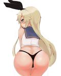  ass black_panties blonde_hair butt_crack crop_top grey_eyes hairband highleg highleg_panties kantai_collection long_hair megane_chuu panties parted_lips sailor_collar shimakaze_(kantai_collection) skindentation solo thong underwear 