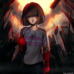  brown_hair chara_(undertale) clothing demon gloves hair human mammal ozumii protagonist_(undertale) striped_shirt undertale video_games 