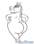  2016 big_butt blu3danny breasts bubble_butt butt dreamworks gloria_(madagascar) hand_on_butt hippopotamus huge_butt madagascar mammal outline overweight side_boob wide_hips 