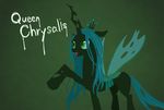  2016 absurd_res bronyraimu changeling crown english_text equine female feral friendship_is_magic fur green_eyes green_hair hair hi_res horn mammal my_little_pony open_mouth queen_chrysalis_(mlp) simple_background smile solo text wings 
