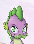  2015 alasou dragon facial_hair friendship_is_magic green_eyes looking_at_viewer male mustache my_little_pony patreon portrait solo spike_(mlp) 