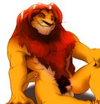  anthro balls cartoon claws disney erection feline fur hair hi_res lion looking_at_viewer male mammal mufasa nude penis ry-u sheath smile solo teeth the_lion_king 