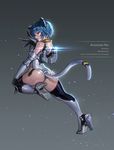  animal_ears ass ayanami_rei back blue_hair boots cat_ears cat_tail elbow_gloves fake_animal_ears gloves high_heels highres kemonomimi_mode leotard monable neon_genesis_evangelion plugsuit red_eyes smile solo super_plugsuit tail thigh_boots thighhighs 