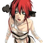  a.b.a amu_suzaki bags_under_eyes bandages green_eyes guilty_gear key key_in_head red_hair short_hair solo tongue 