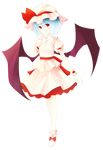  absurdres bad_id bad_pixiv_id bat_wings blue_hair full_body hat highres kazeharu puffy_short_sleeves puffy_sleeves red_eyes remilia_scarlet ribbon shoes short_hair short_sleeves solo standing touhou transparent_background wings 