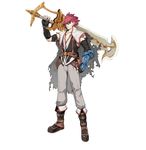  atelier_(series) flay_gunnar highres male_focus mana_khemia mana_khemia_(series) official_art red_hair scar solo sword weapon yoshizumi_kazuyuki 