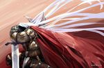  angel_wings anry armor belt boots cape codpiece diablo diablo_2 diablo_3 faceless faceless_hood hood knight male_focus red sheath solo sword tyrael weapon wings 