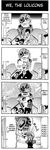  4boys 4koma armor artist_request bald bernard_monsha blush comic crossover dancing drunk elpeo_puru faceplate giant greyscale gundam gundam_0083 gundam_zz harmonica hayase_misa highres ichijou_hikaru instrument kiss macross macross:_do_you_remember_love? military military_uniform monochrome multiple_boys multiple_girls music parody pilot_suit pointy_ears protoculture pun puru_two singing super_robot_wars sweat translated uniform vrlitwhai_kridanik zentradi 