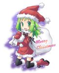  christmas green_eyes green_hair hat karina marona_(phantom_brave) phantom_brave sack santa_costume santa_hat solo thighhighs 