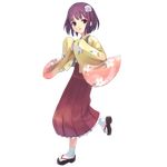  bad_id bad_pixiv_id colored_eyelashes eyelashes flower full_body hair_flower hair_ornament hieda_no_akyuu highres japanese_clothes kimono koyama_tomosato open_mouth purple_eyes purple_hair short_hair solo touhou transparent_background wide_sleeves 