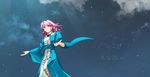  fk hands highres night pink_hair saigyouji_yuyuko siddham sky solo touhou 