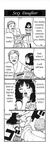  1girl 4koma blood comic furuya_usamaru greyscale hard_translated highres monochrome punching translated 