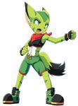  2015 action_pose alpha_channel carol_tea feline freedom_planet freedom_planet_2 fur goshaag green_eyes green_fur mammal midriff navel simple_background transparent_background video_games wildcat 