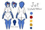  areola balls blue_hair breasts butt english_text hair headband intersex jet_(quin_nsfw) model_sheet navel nintendo nipples penis pok&eacute;mon quin-nsfw standing text video_games 