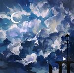  bad_id bad_pixiv_id bird cloud crescent_moon error lamppost moon night night_sky original scenery sky solo tofuvi 