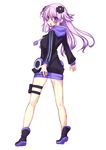  absurdres adult_neptune blush d-pad d-pad_hair_ornament hair_ornament highres hood hooded_track_jacket jacket long_hair looking_at_viewer looking_back neptune_(series) open_mouth purple_eyes purple_hair shin_jigen_game_neptune_vii sketch solo track_jacket zero-theme 