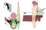  armor cannon commentary_request diagram escutcheon from_above from_side hms_orion_(siirakannu) kantai_collection machinery mechanical multiple_views original profile propeller red_hair rudder schematics siirakannu turret wooden_deck 