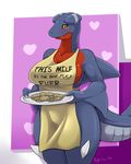  &lt;3 2016 anthro anthrofied apron big_breasts blush breasts cookie female food gabite looking_at_viewer mature_female naked_apron nightfaux nintendo pok&eacute;mon smile solo video_games wide_hips 