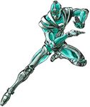  3d_(artwork) cgi digital_media_(artwork) hierophant_green humanoid jojo&#039;s_bizarre_adventure male not_furry official_art pose simple_background solo stand_(jjba) teal_body unknown_artist white_background yellow_eyes 