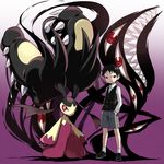  agemono black_eyes black_hair crossover fullmetal_alchemist gen_3_pokemon hand_in_pocket long_sleeves mawile mega_mawile pokemon pokemon_(creature) pride selim_bradley short_hair shorts smile spoilers vest 