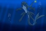  2016 alien animal_genitalia anthro bubble digital_media_(artwork) fin genital_slit male marine mouthless nude original_species scalie simple_background slit solo underwater water webbed_hands x231_(artist) 