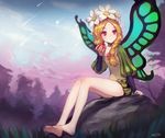  :t apple bare_legs barefoot blonde_hair bloomers blush braid butterfly_wings commentary_request eating fairy feet flat_chest flower food fruit full_body hair_flower hair_ornament hair_over_shoulder long_hair long_legs mercedes meto31 odin_sphere pointy_ears puff_and_slash_sleeves puffy_sleeves red_eyes shooting_star sitting solo twin_braids underwear wings 